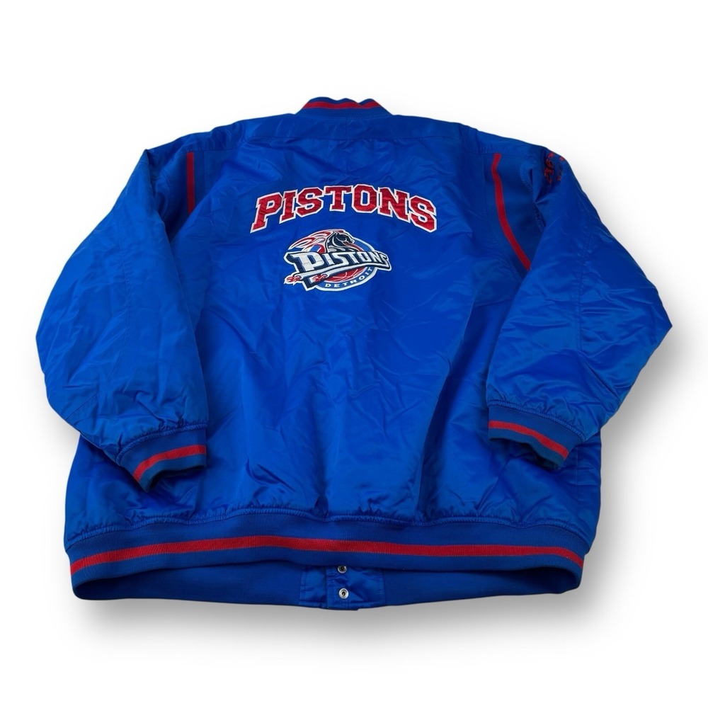 Vintage G-III Carl Banks Detroit Pistons Snap Up Jacket 4XL‎ Blue & Red
